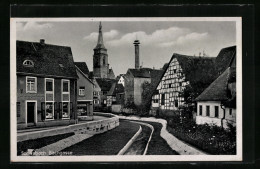 AK Schwabach, Bachgasse, Strasse Mit Bach Und Kirche, Geschäftshaus Kohlbauer  - Schwabach