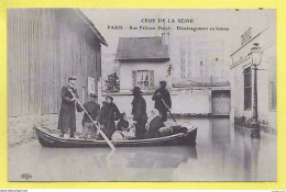 CPA PARIS - Crue De La Seine - Rue Felicien David - Déménagement En Bateau 1910 - De Overstroming Van 1910