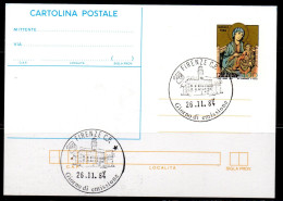 ITALIA REPUBBLICA CARTOLINA POSTALE INTERO ITALY POSTCARD 26 11 1984 NATALE CHRISTMAS LIRE 400 ANNULLO SPECIALE FIRENZE - Postwaardestukken