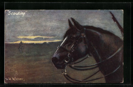 Künstler-AK H. Walker: Scouting, Pferd Mit Kundschaftern  - Horses