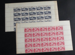 FRANCE - 1948 - N°YT. 818 à 819 - Palais De Caillot - Paire En Blocs De 25 Bord De Feuille - Neuf Luxe ** / MNH - Unused Stamps