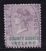 Ireland Fiscal / Revenue County Courts 6d Lilac And Green Fine Used Barefoot 16 - Oblitérés