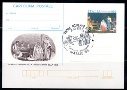 ITALIA REPUBBLICA CARTOLINA POSTALE INTERO ITALY POSTCARD 7 10 1985 NATALE CHRISTMAS LIRE 400 ANNULLO SPECIALE ACIREALE - Entiers Postaux