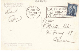 CARTOLINA RIMINI ANNULLO TARGHETTA RIVIERA DI RIMINI - 1946-60: Poststempel