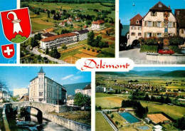 12675723 Delemont Fliegeraufnahme Stadttor Brunnen Schloss  Delemont - Altri & Non Classificati