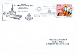 ENVELOPPE AVEC CACHET FREGATE FASM LA MOTTE PICQUET - EUROMARFOR - DESTINED GLORY 99 - PARIS NAVAL LE 01/04/99 - Seepost