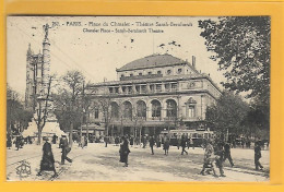 CPA PARIS IV - Place Du Chatelet - Théâtre Sarah Bernhardt - 1926 - Tramway - Arrondissement: 04