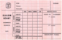 X° Jeux Olympiques D'hiver Grenoble 1968 Olympic Games Winter 68 Slalom Géant Fiche D'enregistrement Des Résultats - Otros & Sin Clasificación