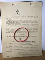 Adolphe Joly Veuf Iweins Cour D’Appel Bruxelles *1817+1905 Ixelles Seeger Decore Croix Civique 1 Classe - Obituary Notices