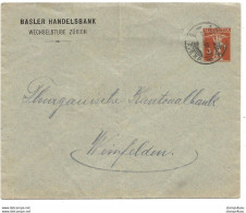 283 - 75 - Entier Postal Privé "Basler Handelsbank Zürich" 1918 - Léger Pli Vertical - Enteros Postales