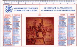 Calendarietto - Associazione Filatelica Numismatica Scaligera - Verona - Anno 2000 - Tamaño Pequeño : 1991-00