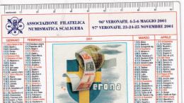 Calendarietto - Associazione Filatelica Numismatica Scaligera - Verona - Anno 2001 - Klein Formaat: 2001-...