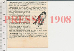 Doc 1908 Bouvreuil Oiseau Bouvreux Ventre Rouge Vif Pivoine Bouvrette Serinette 222C2 - Unclassified