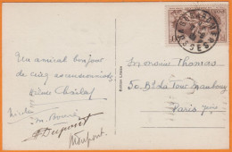 LA MARSEILLAISE  40c Y.T.315  SEUL Sur CPA  De " La Vallée De MUNSTER " 1936 Postée à Gérardmer - Lettres & Documents