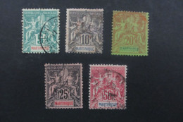 MARTINIQUE TYPE GROUPE N°34/35/37/38/41 Oblit. COTE 53,25 EUROS VOIR SCANS - Used Stamps