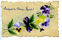 CPA  9 X 14 Fantaisies "Souhaits De Bonne Année"  Fleurs Pensée - Other & Unclassified