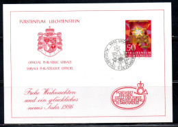 LIECHTENSTEIN 1986 CHRISTMAS WEIHNACHTEN NATALE NOEL NAVIDAD 50c ENTIRE SOUVENIR CARD Neujahrs-Karte SPECIAL CANCEL - Enteros Postales
