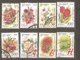 Belarus: Full Set Of 8 Used Definitive Stamps, Flowers, 2008, Mi#712-19 - Wit-Rusland