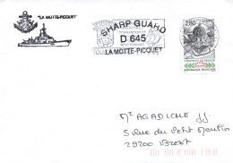 ENVELOPPE AVEC CACHET FREGATE FASM LA MOTTE PICQUET - SHARP GUARD D645 - BEAU TIMBRE LE 27/11/95 - Correo Naval