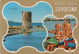 CARTOLINA 1980 ITALIA SARDEGNA NUORO SINISCOLA CALETTA SALUTI VEDUTINE  Italy Postcard ITALIEN Ansichtskarten - Souvenir De...