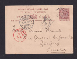 1882 - 1 1/2 P. Trinidad-Ganzsache Ab Trinidad Nach Geneve  - Trinidad En Tobago (...-1961)