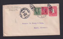 1903 - 3 C. Ganzsache Mit Zufrankatur Ab Pittsburg/R.P.O. Nach Essen - Covers & Documents