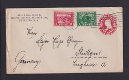 1914 - 1 Und 2 C. Auf 2 C. Ganzsache Ab Flushing Nach Stuttgart - Covers & Documents