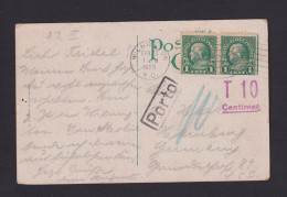 1926 - 1 C. Paar Aus Heftchen Auf Karte Ab Wilmington Nach Hamburg - Nachgebühr - Lettres & Documents