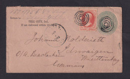 1882 - 3 C. Ganzsache Mit 2 C. Zufrankiert Ab TELL CITY Nach Schwaigern - Storia Postale