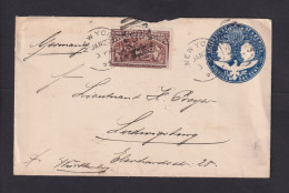 1894 - 1 C. Columbus Ganzsache Mit 5 C. Columbus Zufrankiert Ab New York Nach Ludwigsburg - Cartas & Documentos