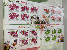 Korea Stamp MNH Sheet Butterfly Dragonfly Bee Orchids Bees 2010 Birds Sheetlet  Cock - Vlinders