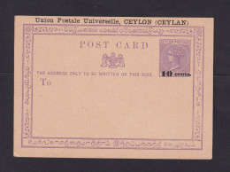 10 Cents. Überdruck-Ganzsache (P 11a) - Ungebraucht - Ceylon (...-1947)