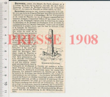 Doc 1908 Bouvines Nord 59 + Monument De La Bataille De Bouvines Obélisque En Pierre 222C2 - Unclassified