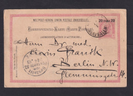 1893 - 20 P. österreichische Ganzsache Ab Gerusalemme Nach Berlin - Palestina