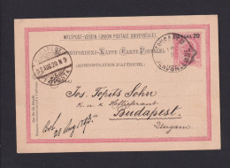 1893 - 20 P. österreichische Ganzsache Ab Gerusalemme Nach Budapest - Palestina