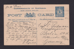 1910 - 1 1/2 P. Ganzsache Ab Sydney Nach Berlin - Briefe U. Dokumente