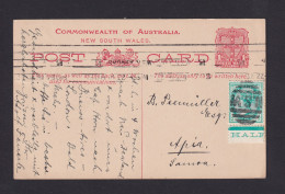 1908 - 1 P. Ganzsache Mt 1/2 P. Unterrand Zufrankiert Ab Sydney Nach SAMOA - Cartas & Documentos