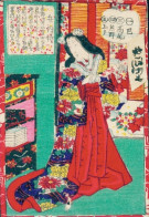 Stoff CPA Japanische Tracht, Frau In Rotem Kleid, Wohnstube - Autres & Non Classés