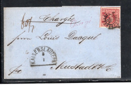 1867 , 3 Kr. Bretrandig , Klarer OMR "282 " -" Kaiserslautern " , Lila L1 " Charge ", Luxus-Brief   #183 - Covers & Documents