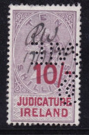 Ireland Fiscal / Revenue Judicature Fees 10/- Lilac And Red Good Used Perfin Barefoot 48 - Gebraucht