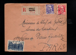 AFFRANCHISSEMENT COMPOSE SUR LETTRE RECOMMANDE DE ROMILLY SUR SEINE AUBE 1948 - Postal Rates