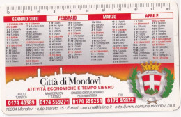 Calendarietto - Citta Di Mondovi - Anno 2000 - Tamaño Pequeño : 1991-00