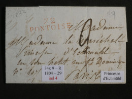 DN14 FRANCE  LETTRE RARE  1822  PONTOISE A LA PRINCESSE ECKMUHL + +AFF. INTERESSANT++ - 1801-1848: Voorlopers XIX