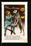 AK Kind Mit Einem Dalmatiner, Geburtstagsgruss  - Honden
