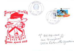 ENVELOPPE AVEC CACHET FREGATE FORBIN - JOYEUX NOEL ET BONNE  ANNEE - CACHET TOULON LIBERTE  - BEAU TIMBRE - Seepost