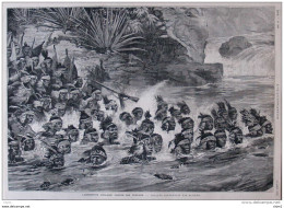 L'expédition Anglaise Contre Les Zoulous - Zoulous Traversant Une Rivière - Page Original - 1879 - Documenti Storici