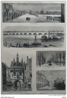 Les Inondations à Bordeaux - La Porte De Bourgogne - La Mairie De La Bastide - Page Original 1879 - Historical Documents