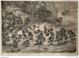 L'expédition Anglaise Contre Les Zoulous - Zoulous Traversant Une Rivière - Page Original 1879 - Documentos Históricos