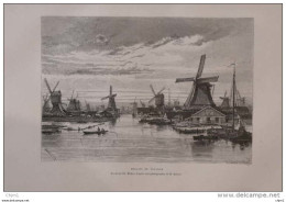 Moulins De Zaandam -  Page Original 1879 - Historical Documents