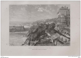 Torquay - Vue Prise Du Quartier De Land's End -  Page Original 1879 - Historische Dokumente